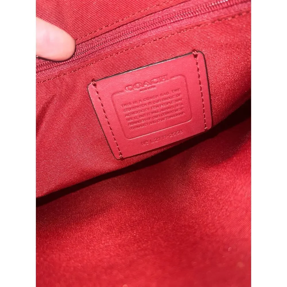 Coach 2558 Katy Satchel Signature Canvas & Leather Bag - Brown/Red dome satchel